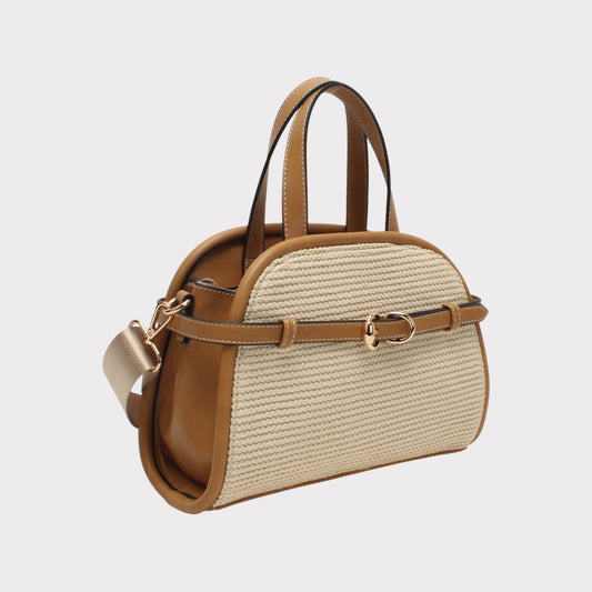 Sac à main tressé camel – certifié GRS