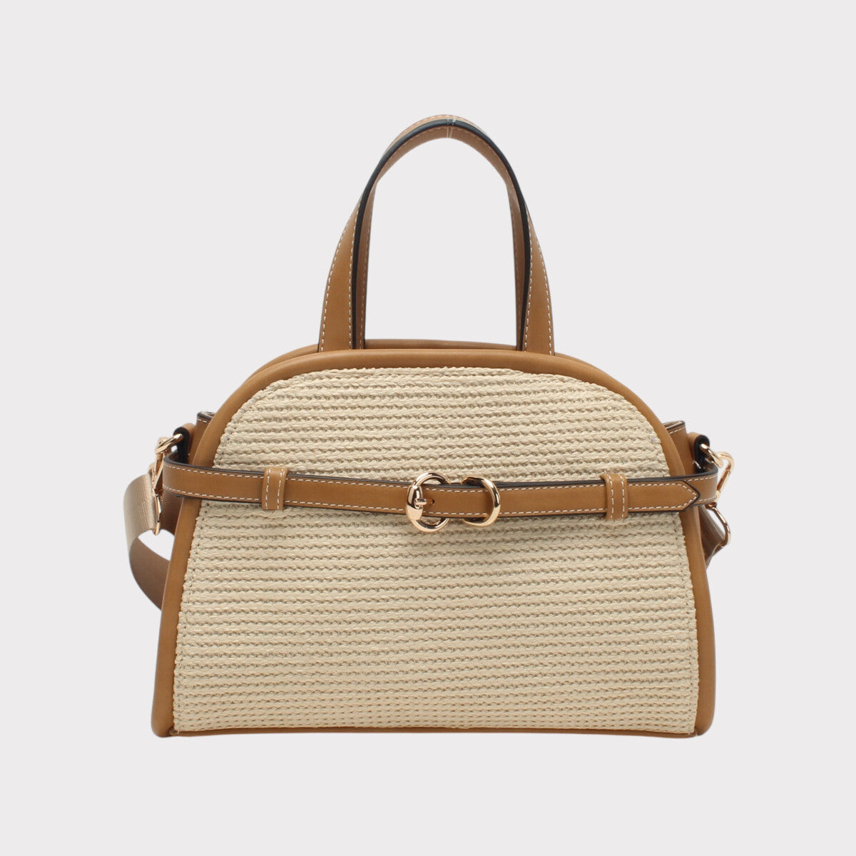 Sac à main tressé camel – certifié GRS
