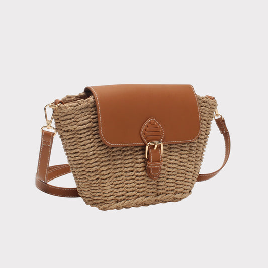 Sac bandoulière Bestini Paris – modèle tressé camel