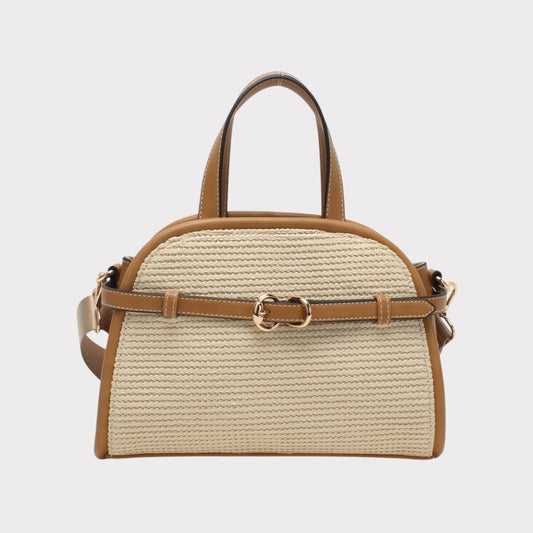 Sac à main tressé camel – certifié GRS