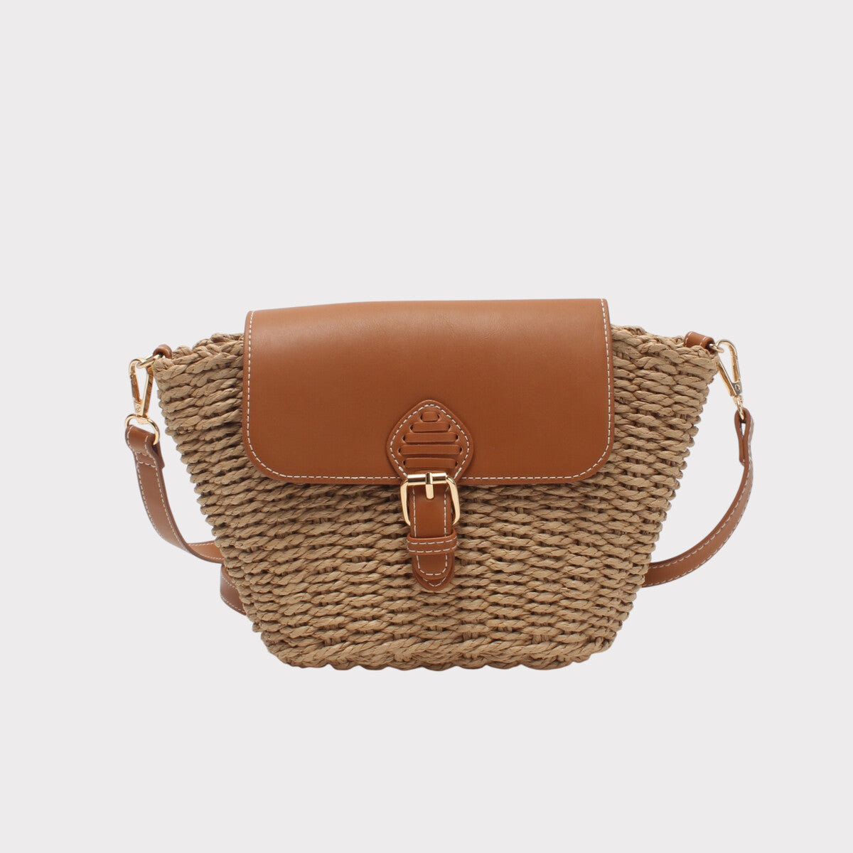 Sac bandoulière Bestini Paris – modèle tressé camel