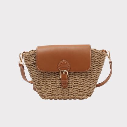 Sac bandoulière Bestini Paris – modèle tressé camel