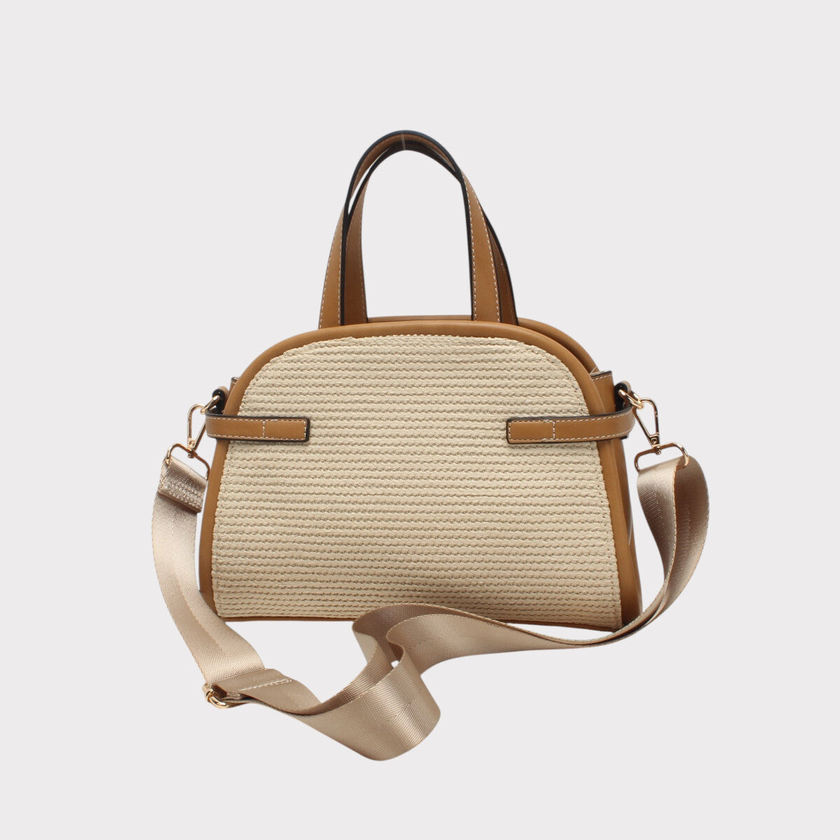Sac à main tressé camel – certifié GRS